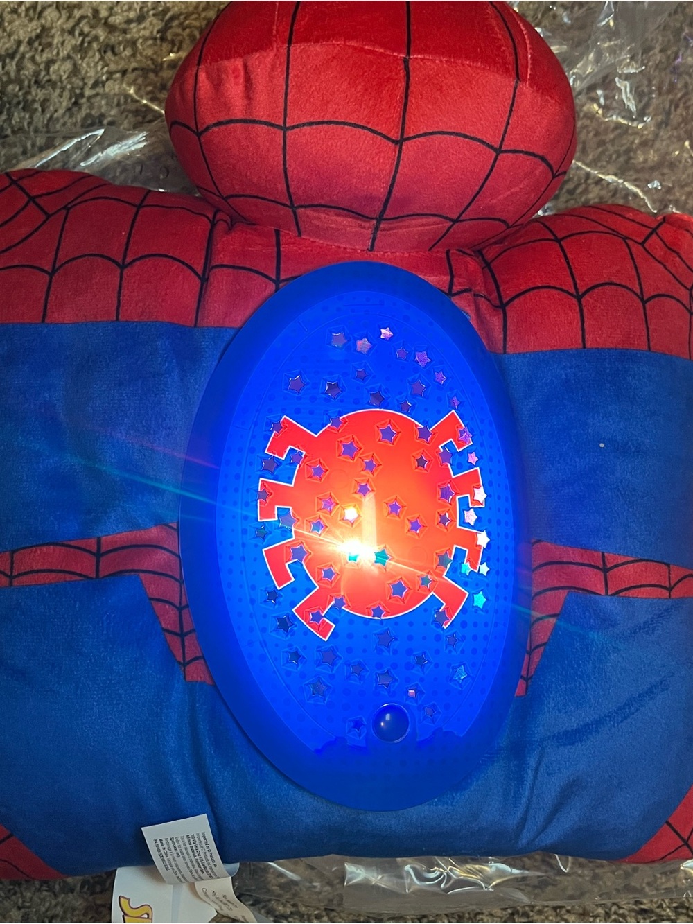 Spiderman Red & Blue Night Light Plush Pillow
